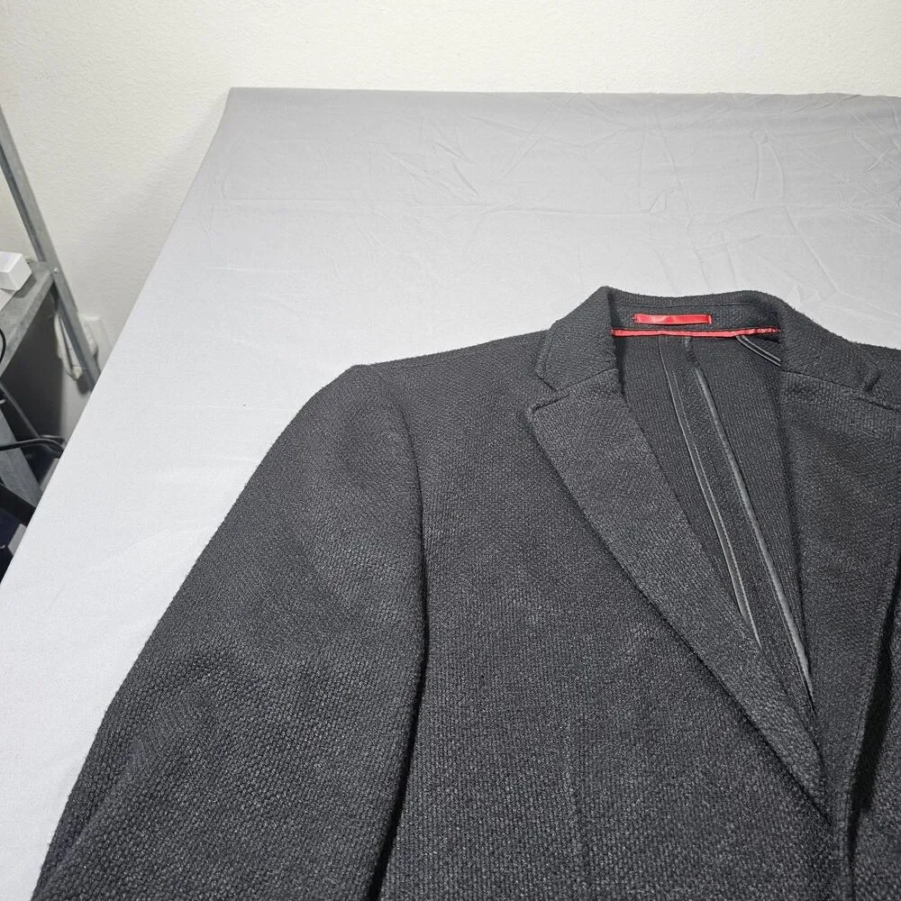 Lucky Brand Blazer Mens Black Knit 2 Button Casual Slim Fit 44R